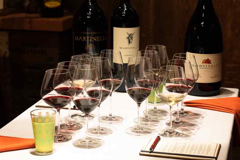 Martinelli red wine flight setup