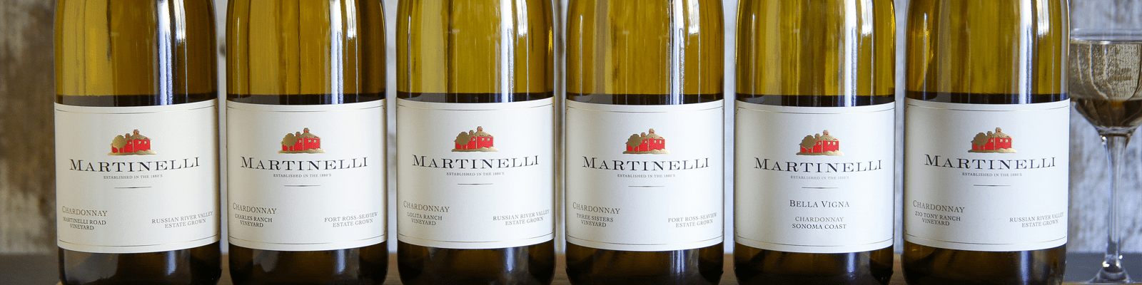 6 Martinelli chardonnay bottles